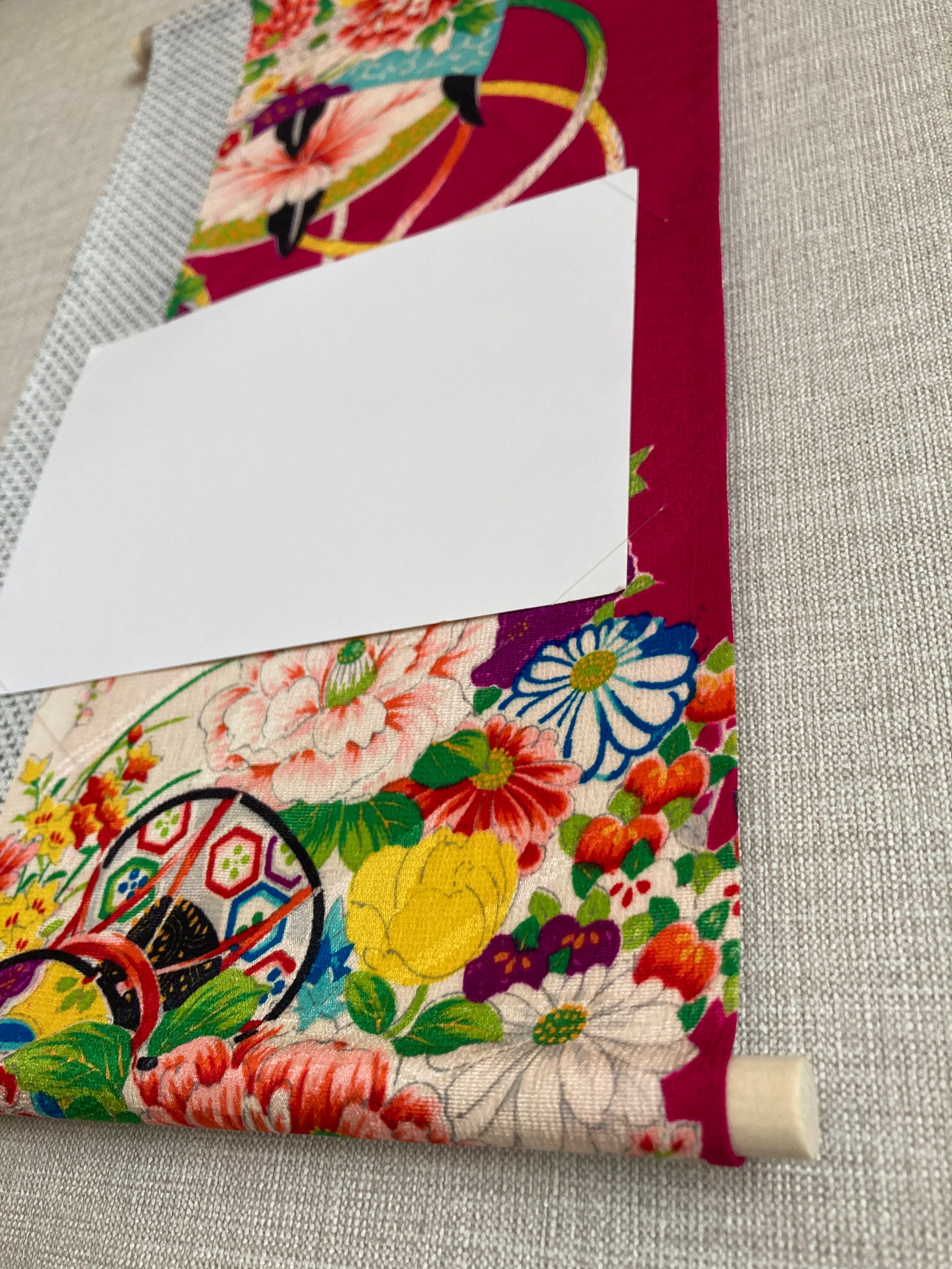 Mini tapestry card & photo hanging using antique kimono Etsy