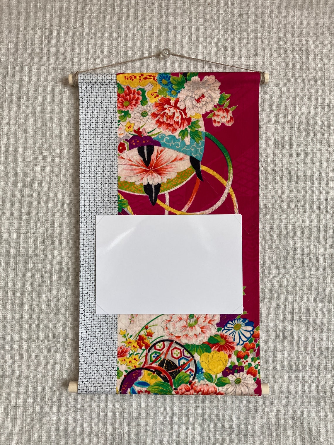 Mini tapestry card & photo hanging using antique kimono Etsy