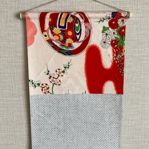 Mini tapisserie utilisant un kimono antique Suspension de carte postale [verticale et horizontale] 5