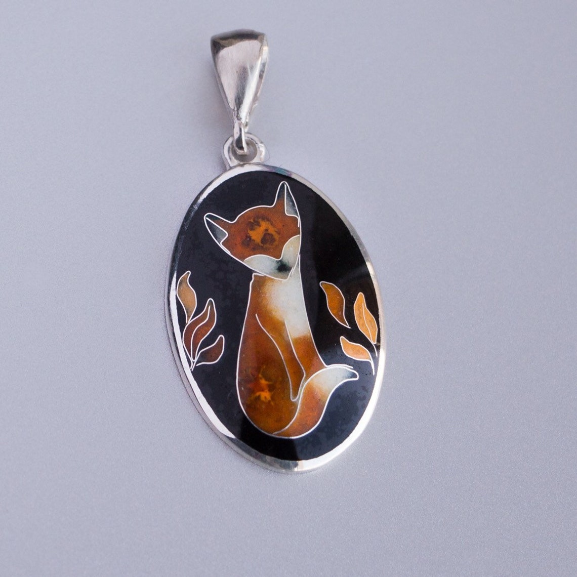 Enamel silver pendant. Sterling silver pendant. Cloisonne Etsy