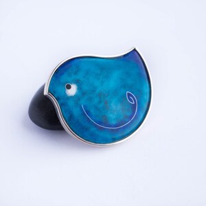 Handmade Cloisonné Enamel Bird Brooch: Sterling Silver Art Jewelry