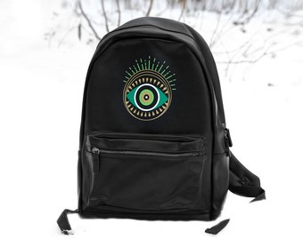 Vegan leather backpack, mystical eye "Malefiz"