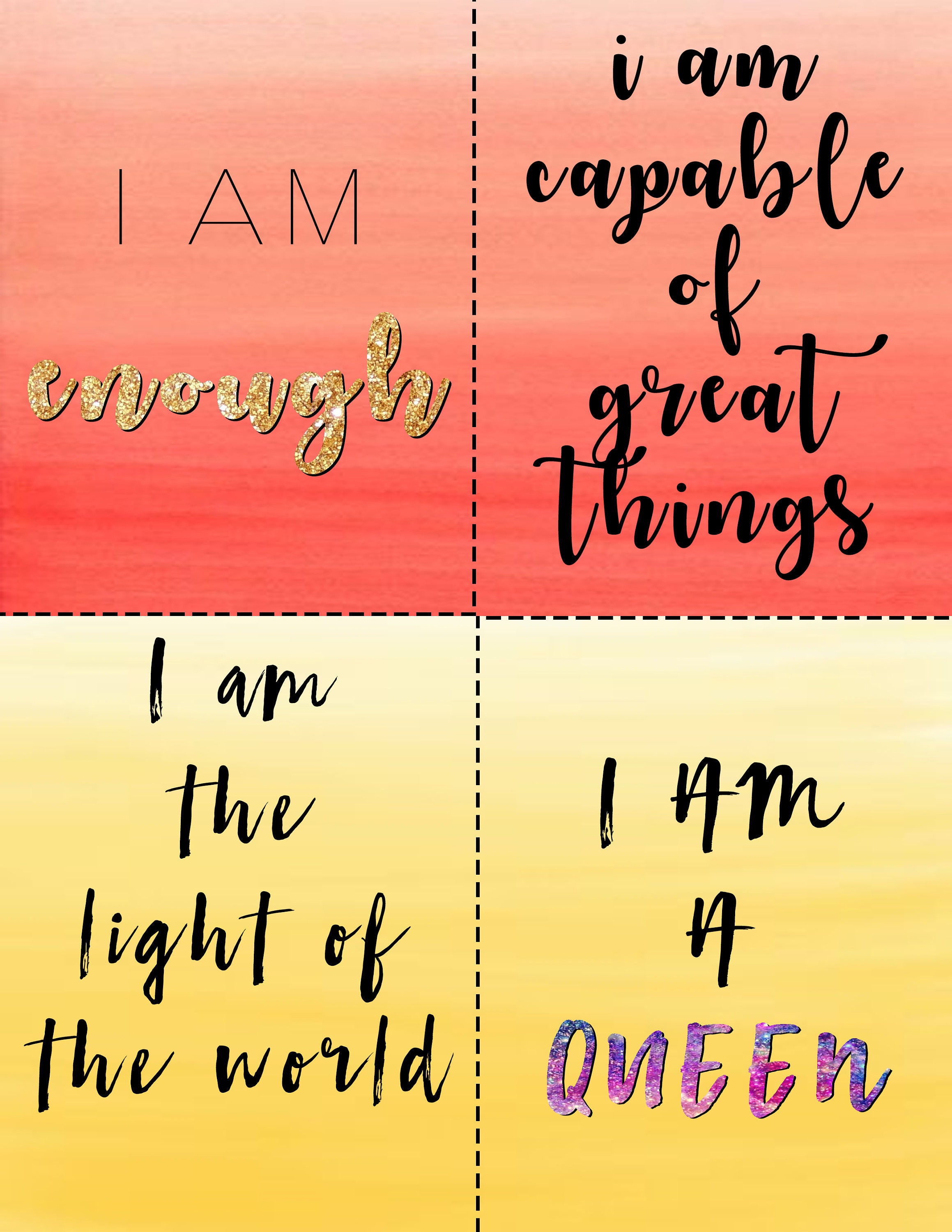 Custom Affirmation Cards\/\/Printable Positive Affirmation