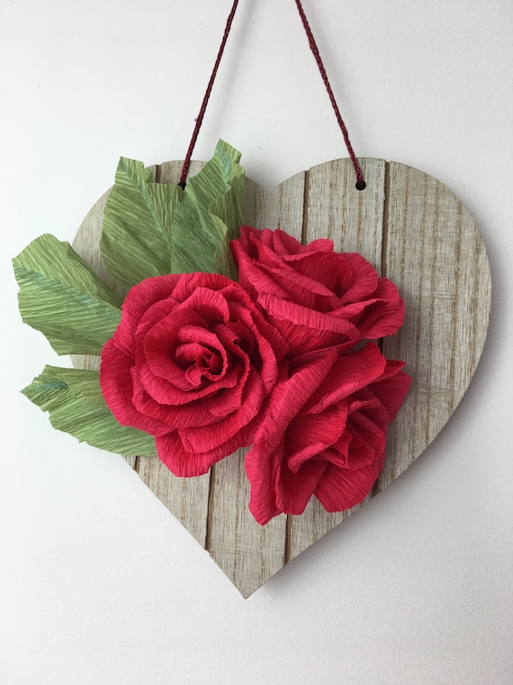 Wall wooden hanging plaque//picture Fresh Flowers in the vase Rustic Red Peony