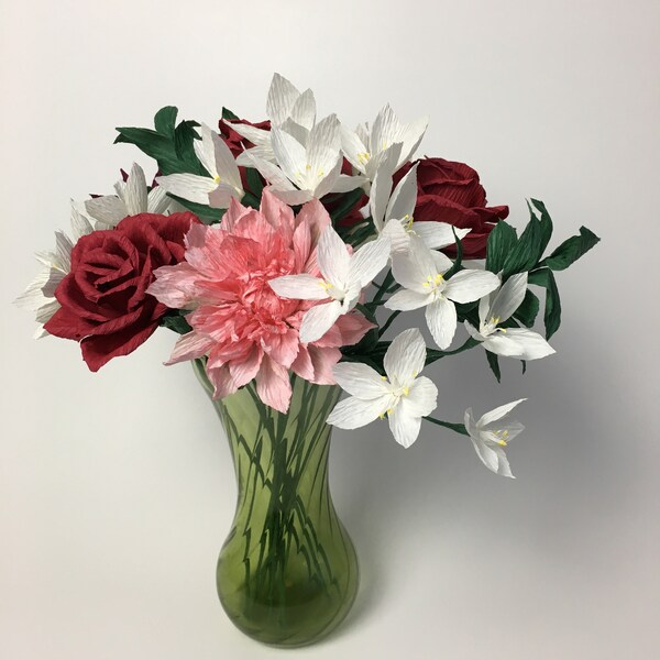 Crepe Paper Flower Bouquet | Valentine's Day - Housewarming - Anniversary - Birthday - Wedding - Home Decor - Girls Room - Thank you