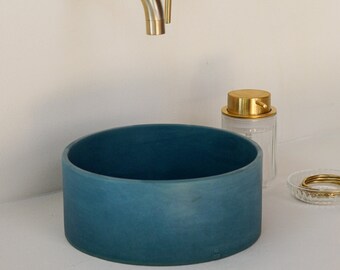 Blue green concrete hand wash basin