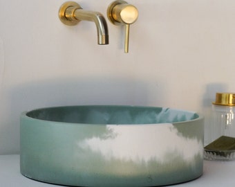 Green and white concrete sink
