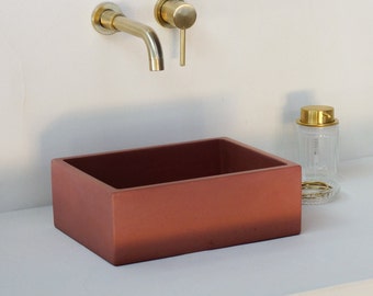 red concrete sink