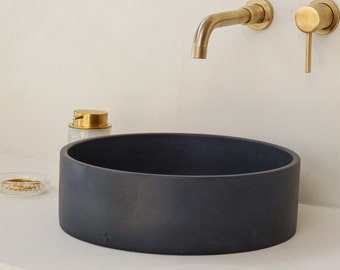 Gray concrete sink