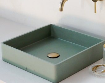Vasque carrée en béton vert