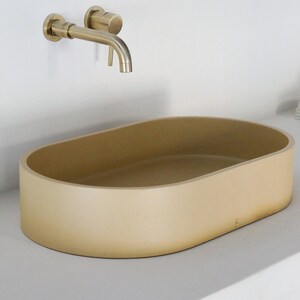 Beige oval concrete sink image 3