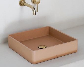 orange concrete square sink