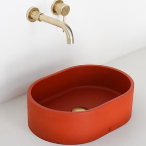 Poppy Red Concrete Sink N7 &quot;39.9 x 28.1 cm&quot;