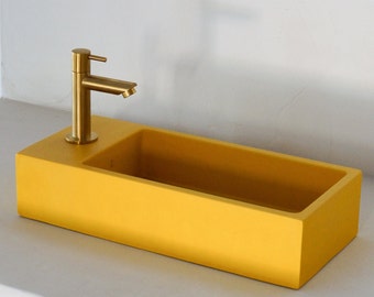 Concrete countertop basin - concrete hand basin - yellow basin