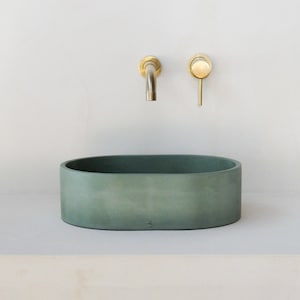 Jade Green Concrete Sink N14 &quot;39.9 x 28.1 cm&quot;