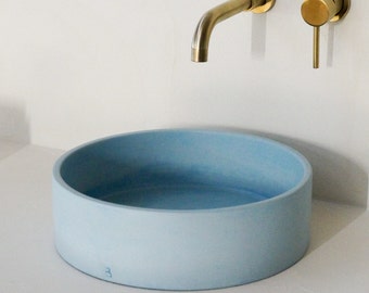 Blue powder concrete sink