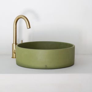 Olive Green Concrete Basin – Designer Sink for Bathroom & WC