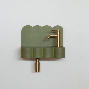 Wall-mounted or countertop washbasin – COURBE model in solid concrete – French craftsmanship – Olive Green colour N18