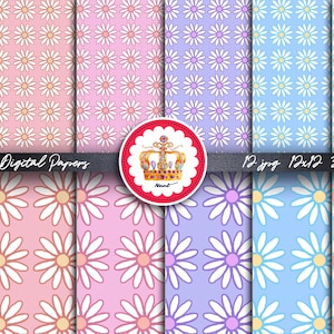Pacote de papel digital DAISY – 12 JPG 300 dpi – 12” x 12” (download instantâneo) Papel de arte digital Design Superfície para impressão Arte digital de belas artes