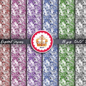 Pacote de papel digital JEWELS – 08 JPG 300dpi – 12”x12” (download instantâneo) Papel de arte digital Design Superfície para impressão Arte digital de belas artes