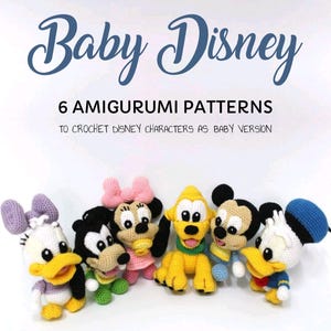 Può includere: Sei modelli di amigurumi all'uncinetto di personaggi Disney popolari in versione baby. I personaggi includono Topolino, Minnie Mouse, Paperino, Pippo, Pluto e Paperina.