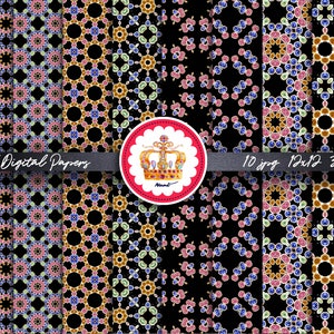Pacote de papel digital JEWELS FLOWER – 10 JPG 300dpi – 12”x12” (download instantâneo) Design Surface Printable Fine Art Arte digital