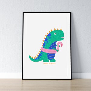 Pink Buoy Dinosaur Illustration