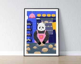 Panda baker Illustration A5