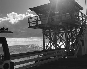 San Clemente, California Pier Life Guard House Black and White Fine Art Photography