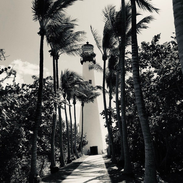 Key Biscayne, FLorida, Bill Baggs Cape Florida State Park Lighthouse, Black and White Fine Art Photography