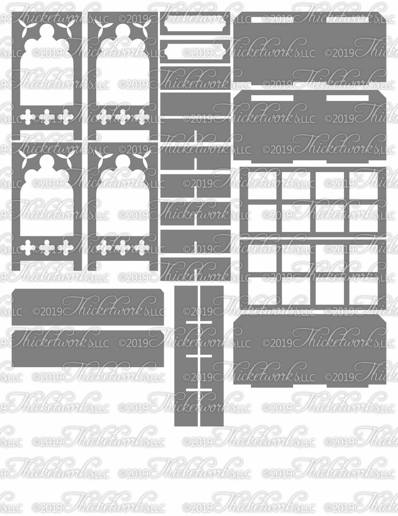 Download Miniature Gothic Writing Desk SVG Bundle Dollhouse Scale ...