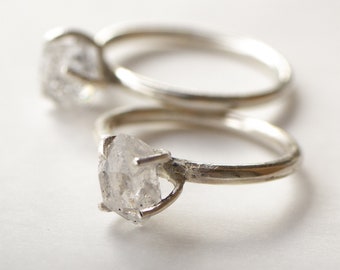 Alternative Engagement ring | Herkimer diamond ring | Solid Silver ring | Herkimer silver ring