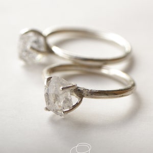 Alternative Engagement ring Herkimer diamond ring Solid Silver ring Herkimer silver ring image 1