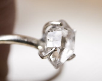 Alternative Engagement ring | Solid Silver ring | Herkimer silver ring |  Herkimer diamond ring