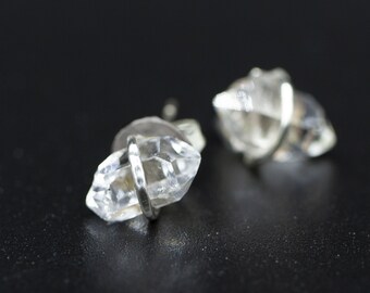 Herkimer Diamond and silver earrings | Herkimer and solid silver stud earrings