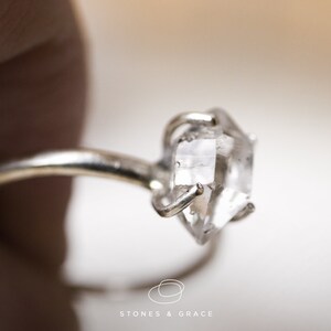 Alternative Engagement ring Herkimer diamond ring Solid Silver ring Herkimer silver ring image 2