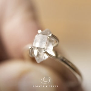 Alternative Engagement ring Herkimer diamond ring Solid Silver ring Herkimer silver ring image 5