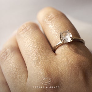 Alternative Engagement ring Herkimer diamond ring Solid Silver ring Herkimer silver ring image 3