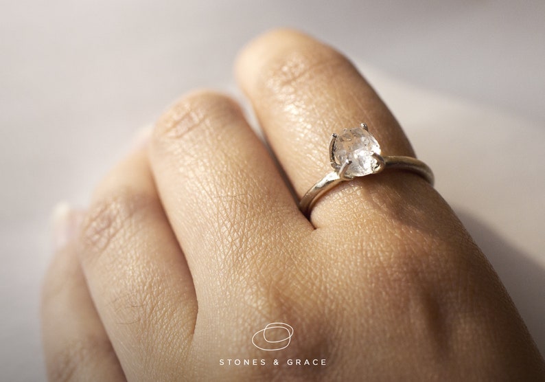 Alternative Engagement ring Herkimer diamond ring Solid Silver ring Herkimer silver ring image 3