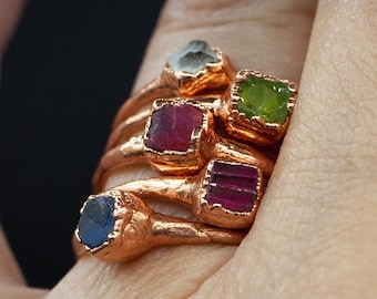 Stackable Custom Small Ring | Stackable Natural Birth Gemstone Ring