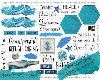 Bible Journaling Printable - Captain of the Seas - Journaling - Easy to Print - Ocean Printable - Sea Printable - Planning Printable - Bible