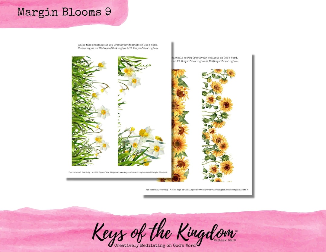Bible Journaling Printable - Margin Blooms 9 - Easy to Print - Floral ...