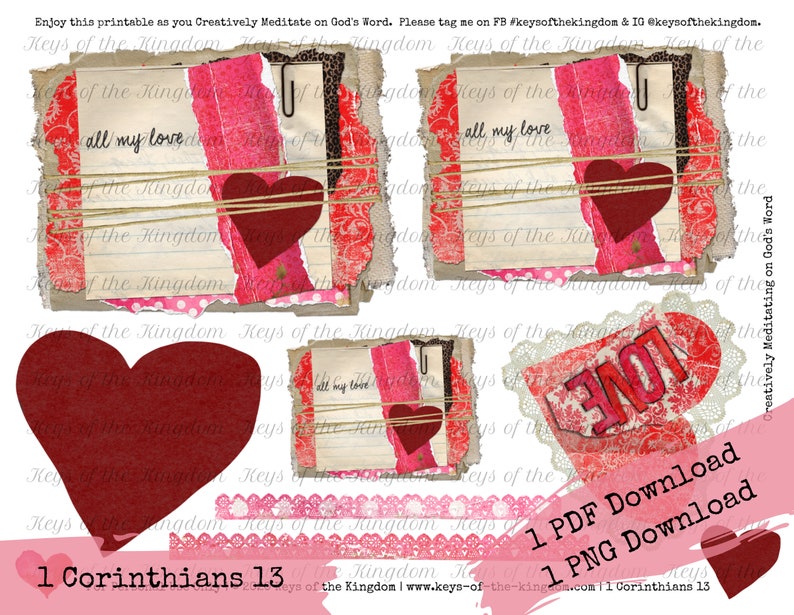 Bible Journaling Printable 1 Corinthians 13 Love Love Chapter The Greatest of These is Love Easy to Print Valtentine's Day image 5