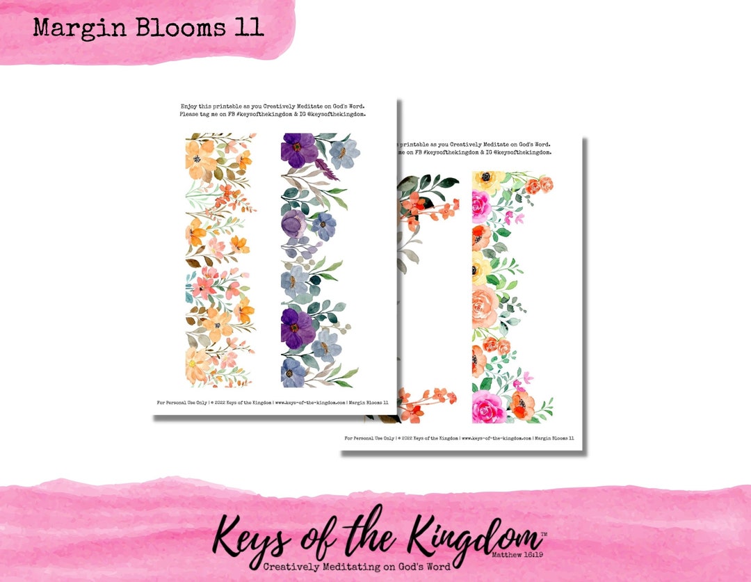 Bible Journaling Printable - Margin Blooms 11 - Easy to Print - Floral ...