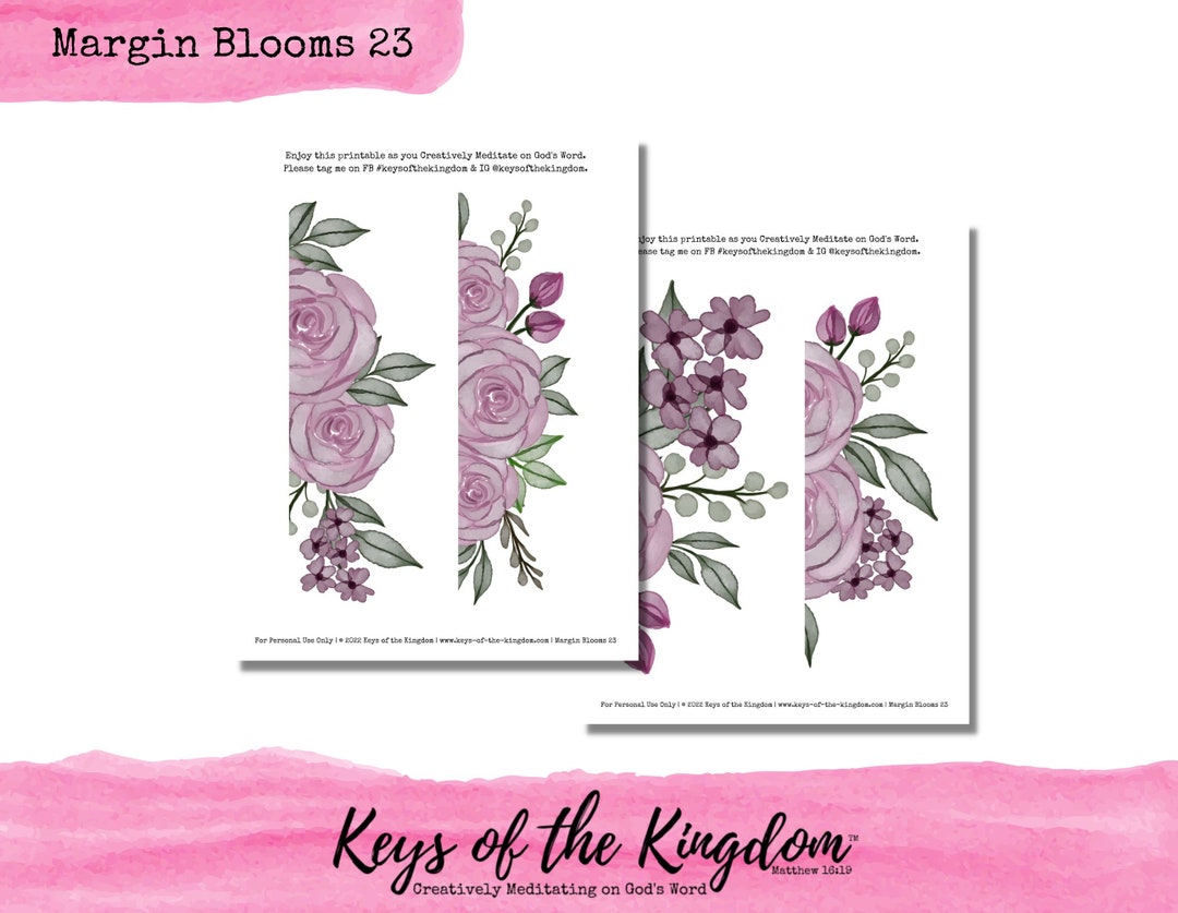 Bible Journaling Printable - Margin Blooms 23- Easy to Print - Floral ...