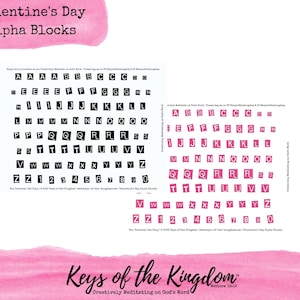 Bible Journaling Printable - Valentine's Day Alpha Blocks - Easy to Print - Love Printable - Journaling - Bright Printable - Love - Alphas