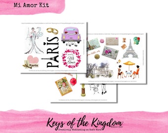 Bible Journaling Printable - Mi Amor Kit - Amor - Love - Paris Journaling Kit - Paris - Jesus Love - Easy to Print - Journaling