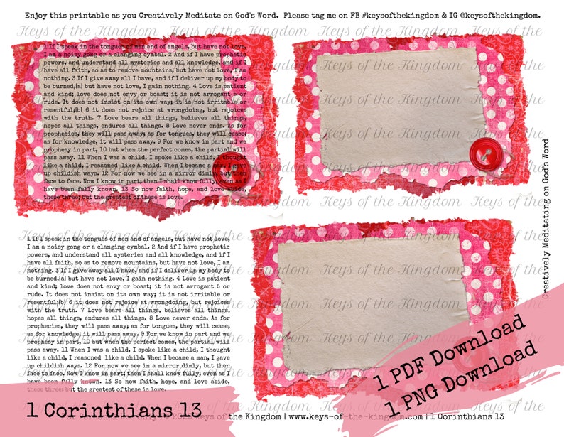 Bible Journaling Printable 1 Corinthians 13 Love Love Chapter The Greatest of These is Love Easy to Print Valtentine's Day image 3