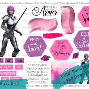 Journaling Printable - Warrior Printable - Planner Stickers - Woman - Warrior - God's Army - Journaling - Bible Journaling - Easy to Print