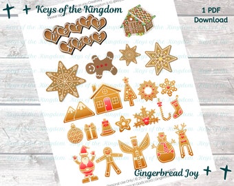 Gingerbread Christmas Stickers – Bible Journaling Printable (PDF Download)